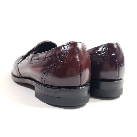 Vintage Hanover Burgundy Leather Tassel Loafers Mens Size 10 B/AA Dress Shoes - Picture 5 of 9